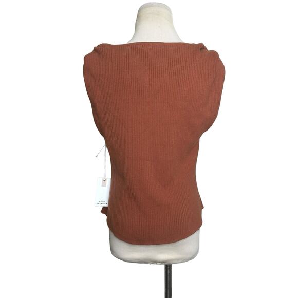 Good American Twisted Strap Brown Ribbed Knit Tank Top size 5/6 - 2XL - Picture 10 of 13